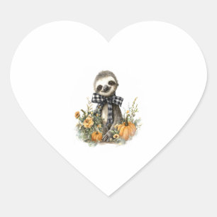 Sloth Shirt Animals Autumn Pumpkin Heart Sticker