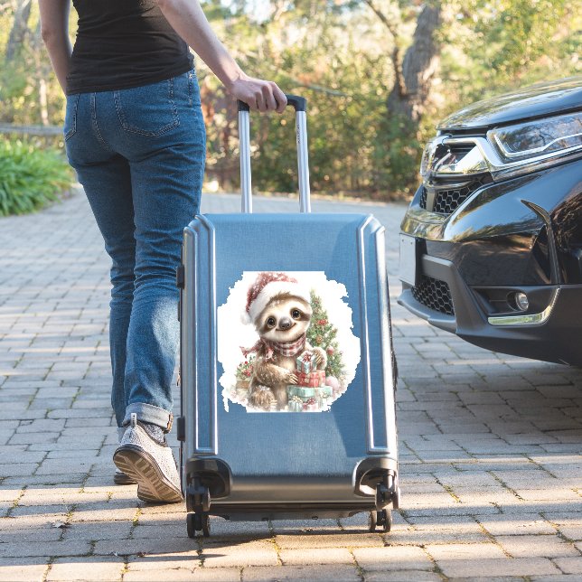 Sloth Shirt Christmas Santa Hat (Suitcase Insitu)