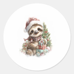 Sloth Shirt Christmas Santa Hat Classic Round Sticker