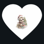 Sloth Shirt Christmas Santa Hat Heart Sticker<br><div class="desc">Sloth Shirt Christmas Santa Hat</div>