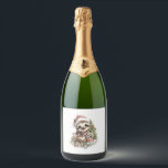 Sloth Shirt Christmas Santa Hat Sparkling Wine Label<br><div class="desc">Sloth Shirt Christmas Santa Hat</div>