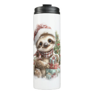 Sloth Shirt Christmas Santa Hat Thermal Tumbler