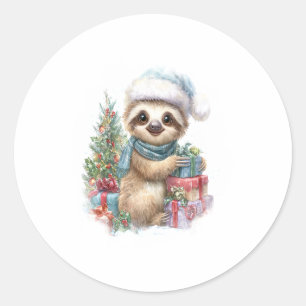 Sloth Shirt Safari Christmas Santa Classic Round Sticker