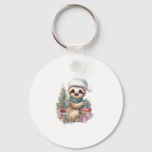 Sloth Shirt Safari Christmas Santa Key Ring