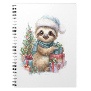 Sloth Shirt Safari Christmas Santa Notebook
