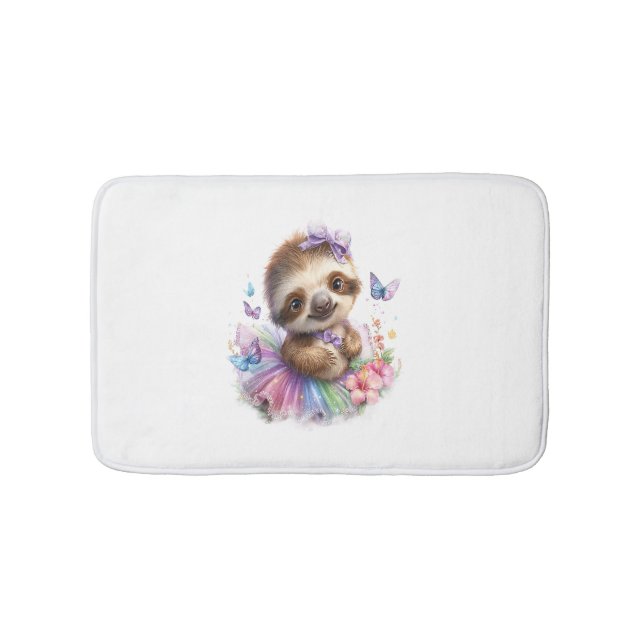 Sloth Shirt Safari Rainbow Summer Bath Mat (Front)