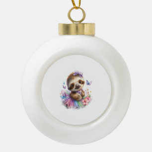 Sloth Shirt Safari Rainbow Summer Ceramic Ball Christmas Ornament