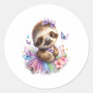 Sloth Shirt Safari Rainbow Summer Classic Round Sticker