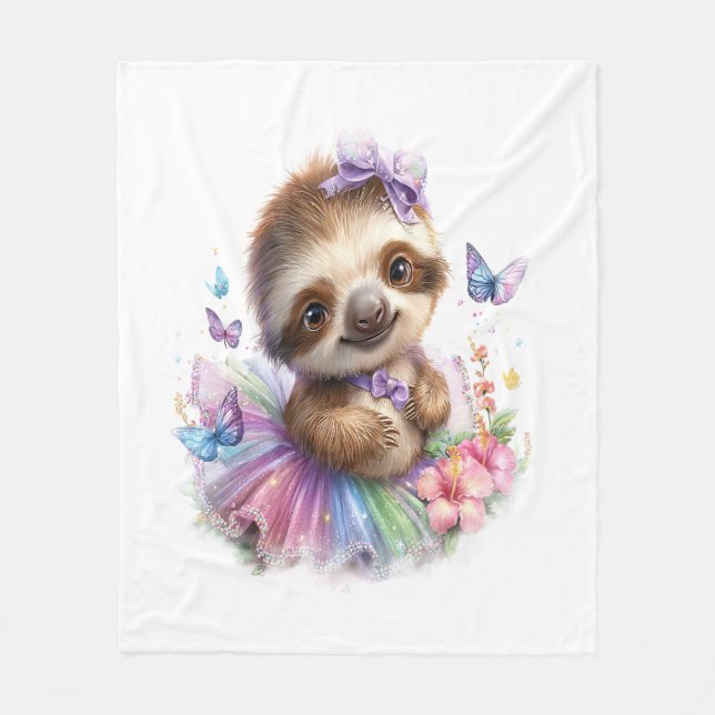 Sloth Shirt Safari Rainbow Summer Fleece Blanket (Front)