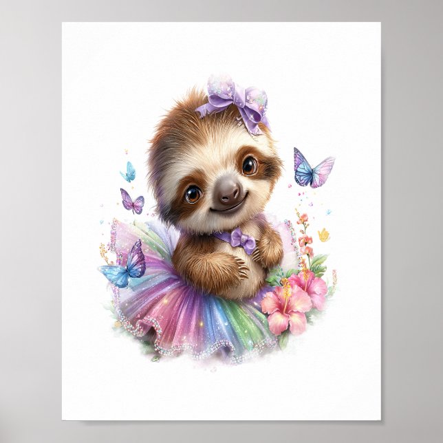 Sloth Shirt Safari Rainbow Summer Poster (Front)
