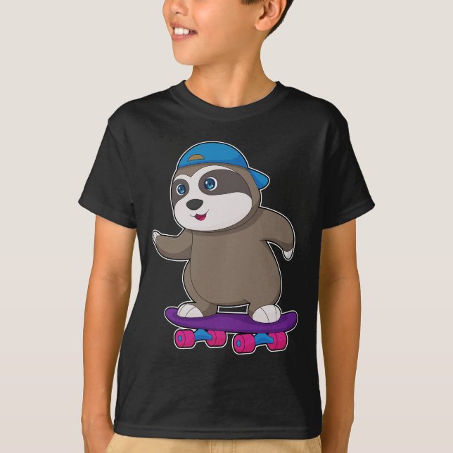 Sloth Skater Skateboard Sports T-Shirt (Front)