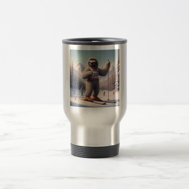 Sloth Skiing Travel Mug (Center)