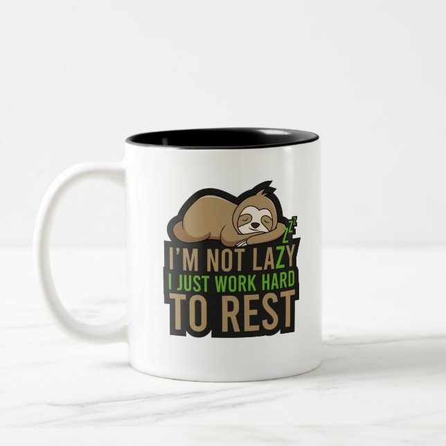 Sloth Sleep Rest Animal Relax Lazy Cute Nap Two-Tone Coffee Mug (Left)