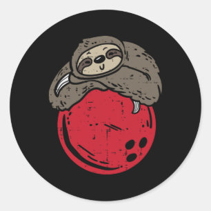 Sloth Sleeping On Bowling Ball Funny Bowler Men Wo Classic Round Sticker