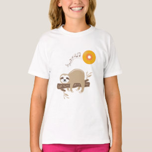 Sloth Sleeping on Music Vinyl Record Sun T-Shirt