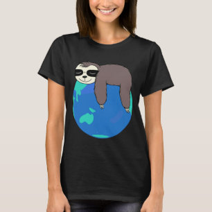 Sloth Sleeping On The Earth Funny Cute Lazy Sloth T-Shirt
