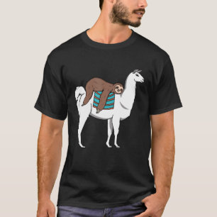 Sloth Sleeping Over Llama Cute Animal Christmas T-Shirt