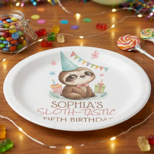 Sloth sloth-tastic kids birthday paper plate