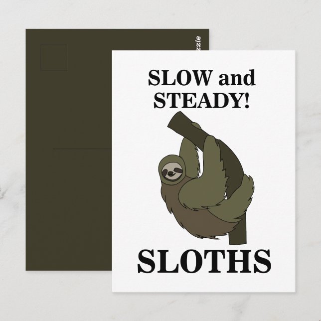 Sloth Sloths Slow And Steady Funny Sloth Postcard (Front/Back)