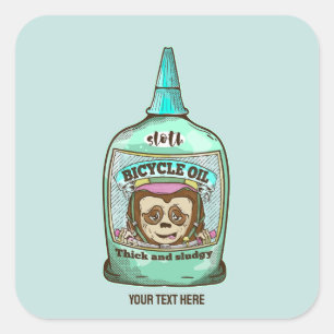Sloth Slow bicycle oil Square Sticker