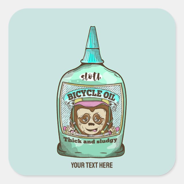 Sloth Slow bicycle oil Square Sticker (Front)