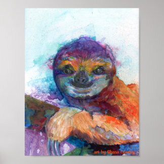 Sloth smile - watercolor poster
