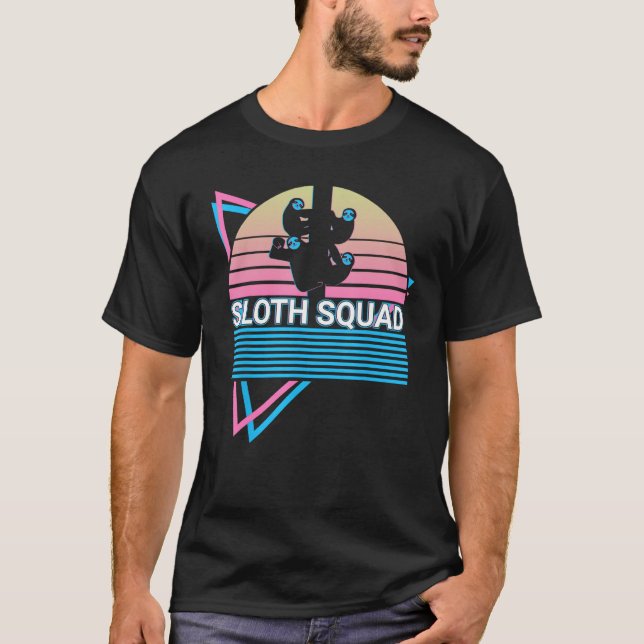 Sloth Squad Sloth Squad Sloth Lover Retro T-Shirt (Front)