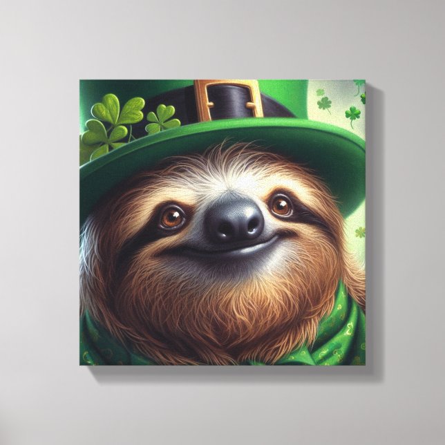 Sloth St Paddys Day Canvas Print (Front)