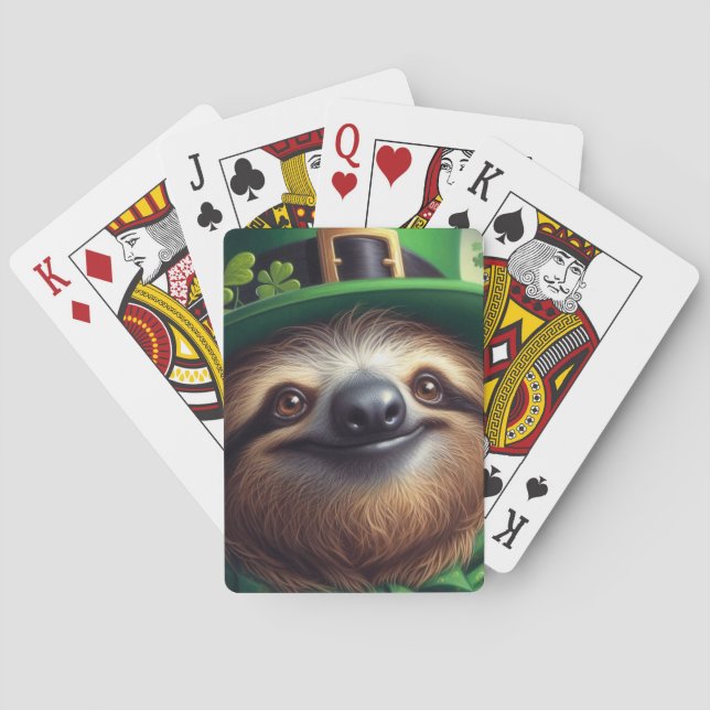 Sloth St Paddys Day Playing Cards (Back)
