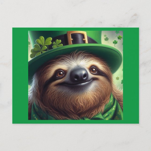 Sloth St Paddys Day Postcard (Front)