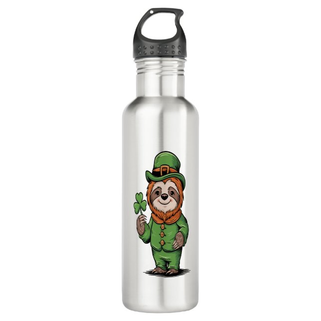 Sloth St Patrick's Day Irish Lucky 710 Ml Water Bottle (Front)