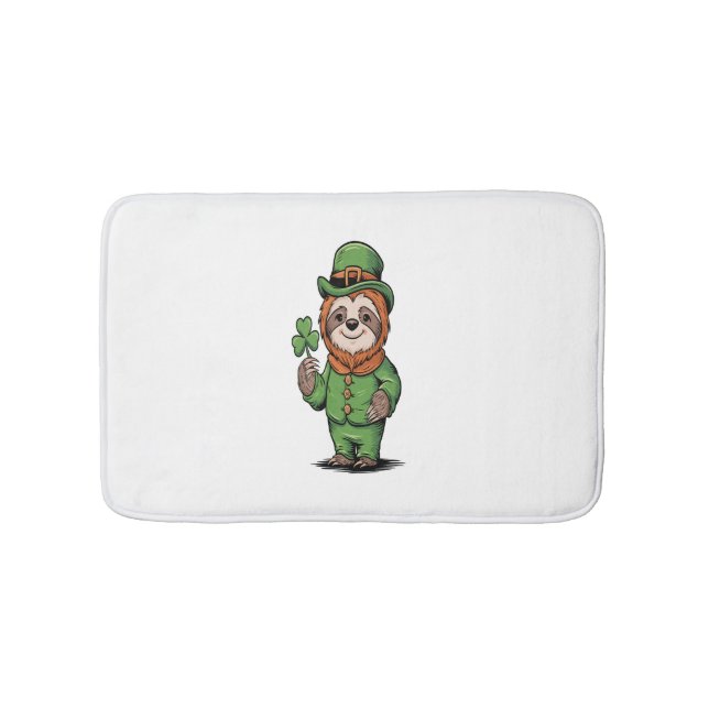 Sloth St Patrick's Day Irish Lucky Bath Mat (Front)