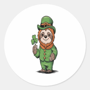 Sloth St Patrick's Day Irish Lucky Classic Round Sticker