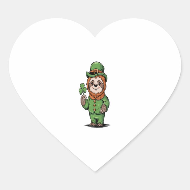Sloth St Patrick's Day Irish Lucky Heart Sticker (Front)
