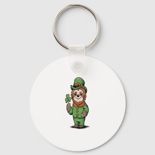 Sloth St Patrick's Day Irish Lucky Key Ring (Front)