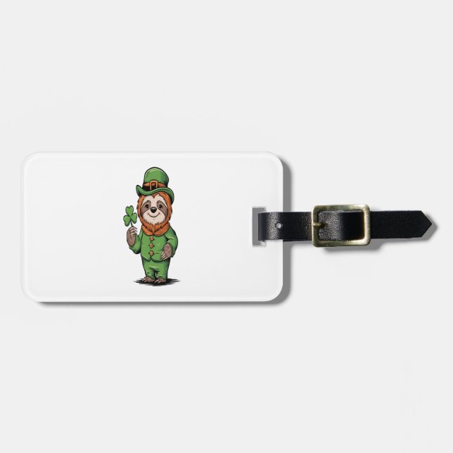 Sloth St Patrick's Day Irish Lucky Luggage Tag (Front Horizontal)