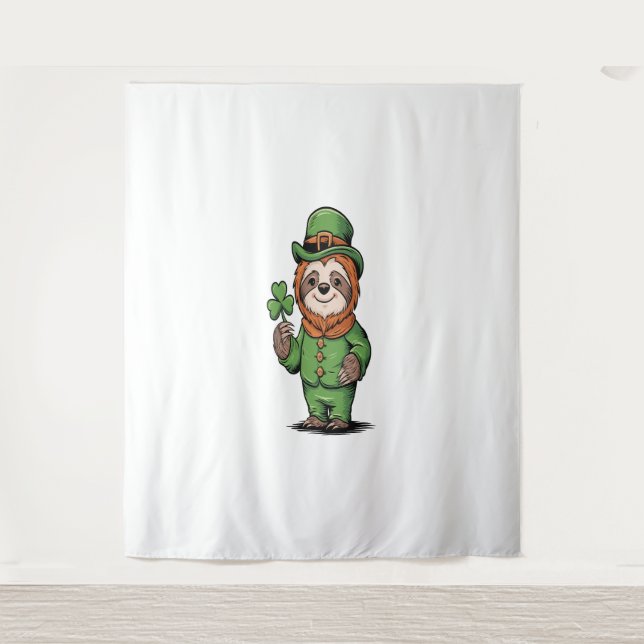 Sloth St Patrick's Day Irish Lucky Tapestry (Front)