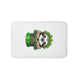 Sloth St Patricks Day Leprechaun Shamrock Irish Sl Bath Mat