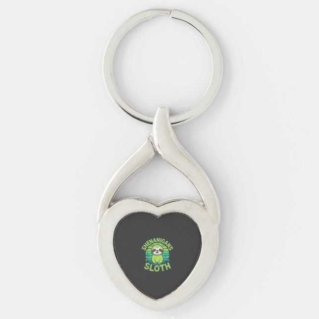 Sloth St Patricks Day Sloth Shenanigans Cute Anima Key Ring (Front)