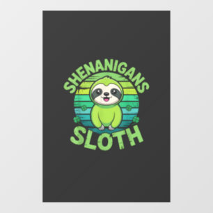 Sloth St Patricks Day Sloth Shenanigans Cute Anima Window Cling