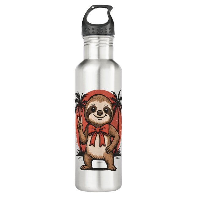 Sloth Summer Beach Rocking 710 Ml Water Bottle (Front)