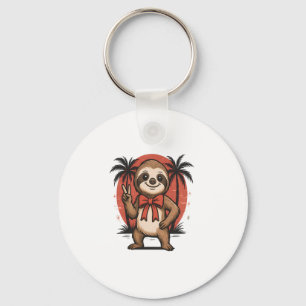Sloth Summer Beach Rocking Key Ring
