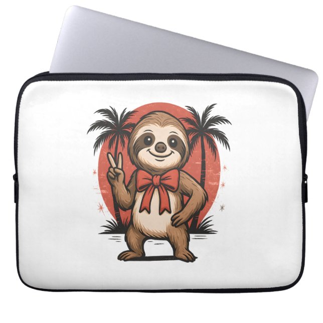 Sloth Summer Beach Rocking Laptop Sleeve (Front)
