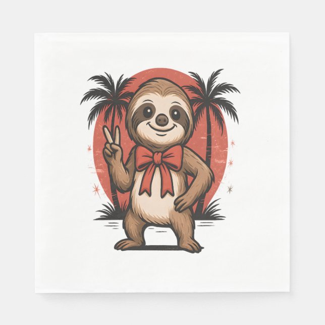 Sloth Summer Beach Rocking Napkin (Front)