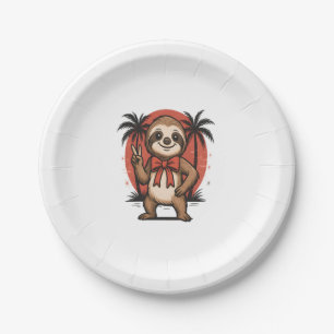 Sloth Summer Beach Rocking Paper Plate