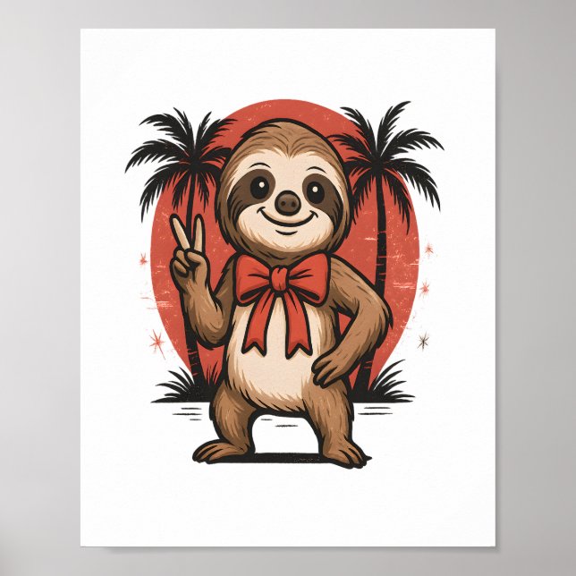 Sloth Summer Beach Rocking Poster (Front)