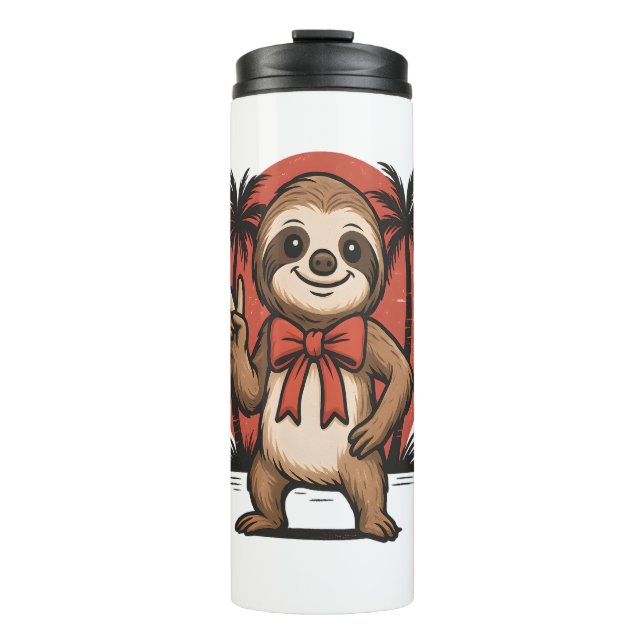 Sloth Summer Beach Rocking Thermal Tumbler (Front)