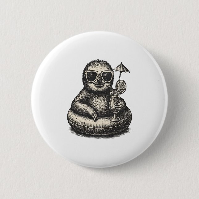 Sloth Summer Vibes (2) 6 Cm Round Badge (Front)