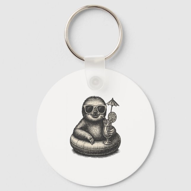 Sloth Summer Vibes (2) Key Ring (Front)