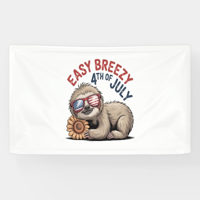 Sloth Sunflower 4th of July Banner (Horizontal)
